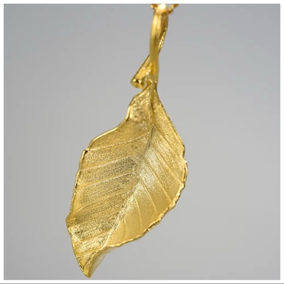 Artisan Handmade 925 Silver Gold Dainty Leaf The Zeriah Necklace - Picture 5 of 6